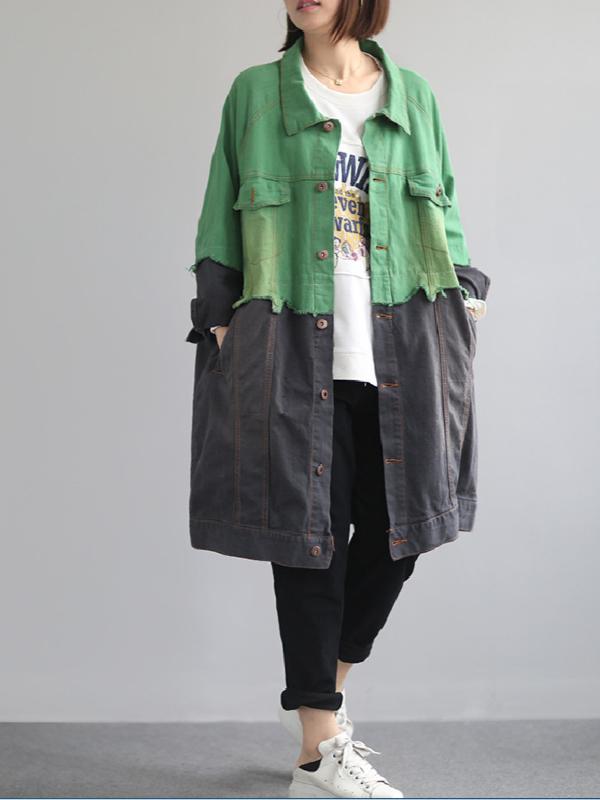 VINTAGE SPLIT-JOINT LAPEL DENIM OUTWEAR