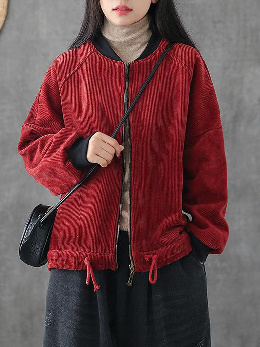 Vintage Falbala Zipper Corduroy Jacket