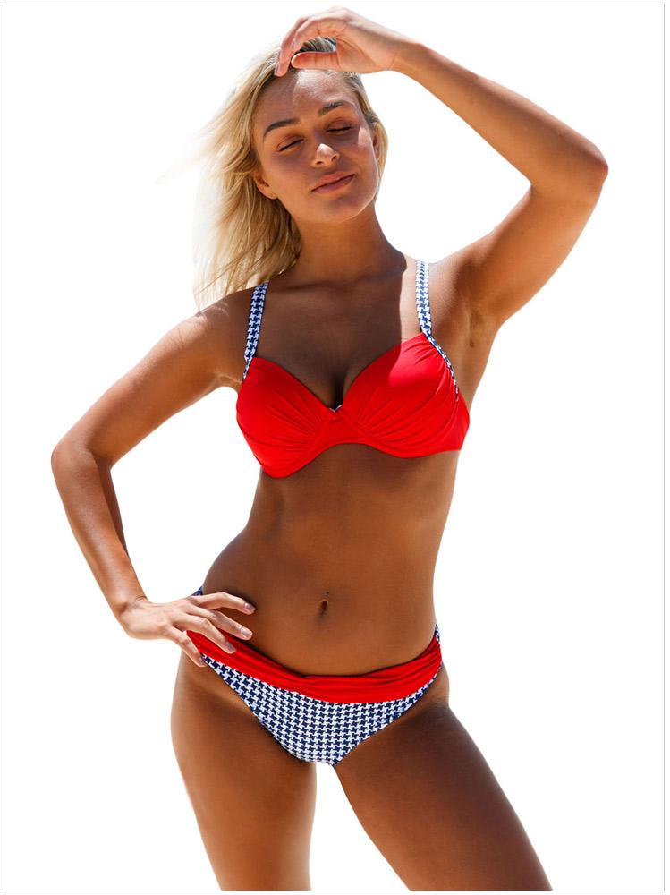 Fashion Print Stitching Sexy Cross Strap Bikini