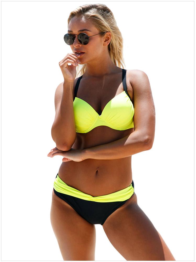 Fashion Print Stitching Sexy Cross Strap Bikini