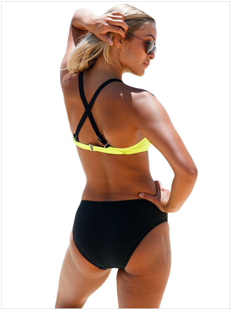 Fashion Print Stitching Sexy Cross Strap Bikini