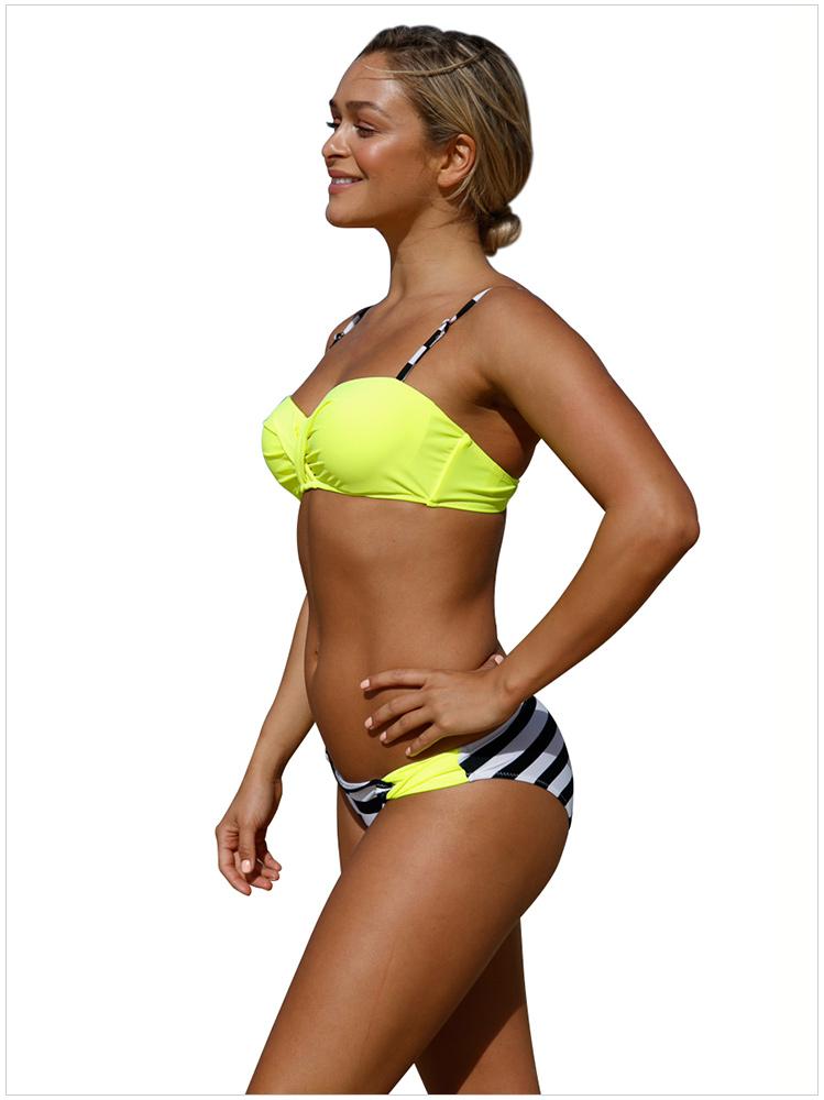 Fashion Print Stitching Sexy Cross Strap Bikini