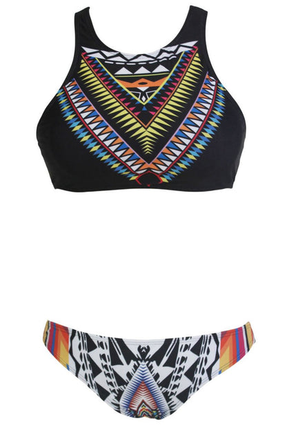 Vintage Print Sexy Low Waist Two-Piece Swimsuit