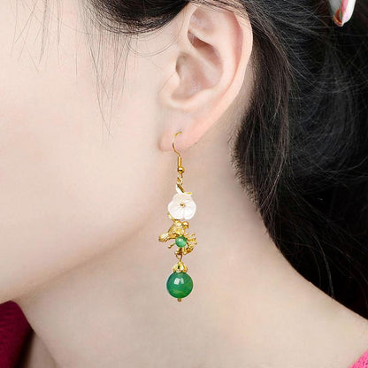 Shell Flower Green Agate Beautiful Earrings