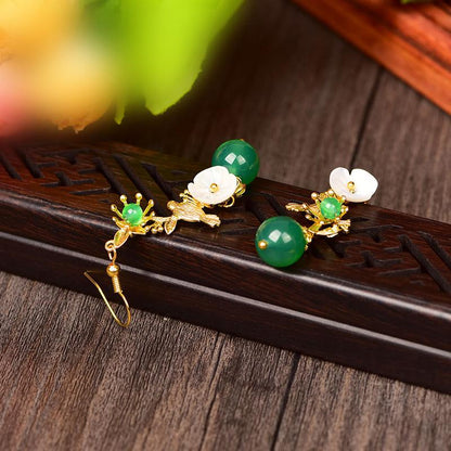 Shell Flower Green Agate Beautiful Earrings