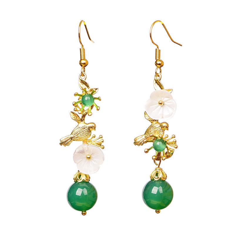 Shell Flower Green Agate Beautiful Earrings