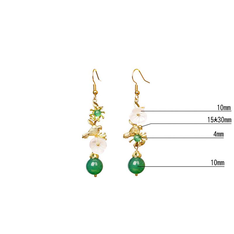 Shell Flower Green Agate Beautiful Earrings