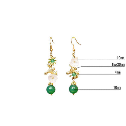 Shell Flower Green Agate Beautiful Earrings