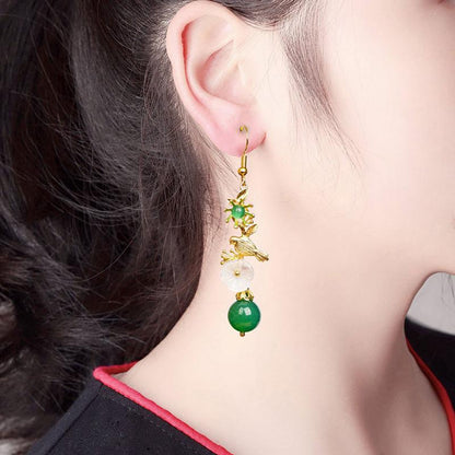 Shell Flower Green Agate Beautiful Earrings