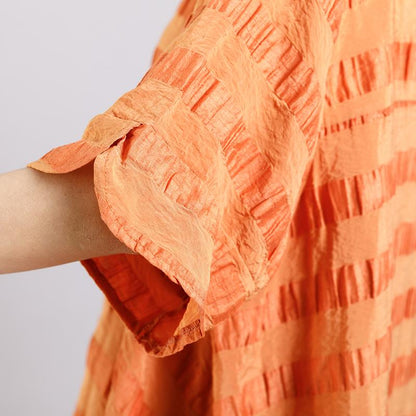 Short Sleeve Casual Striped Irregular Blouse