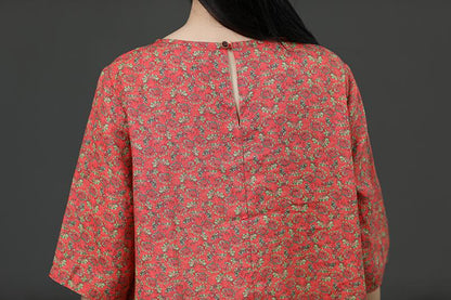 Short Sleeve Irregular Literature Print Dress