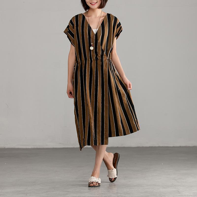 Short Sleeve Loose V-neck Commuter Dress