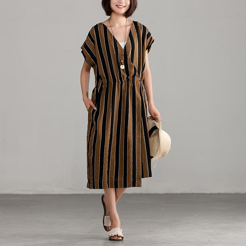 Short Sleeve Loose V-neck Commuter Dress