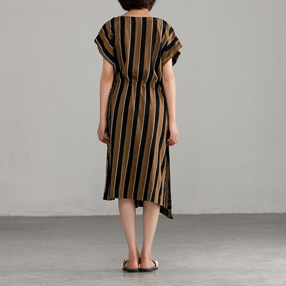 Short Sleeve Loose V-neck Commuter Dress