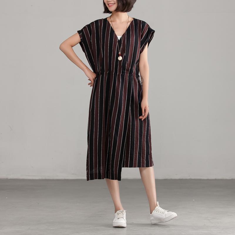 Short Sleeve Loose V-neck Commuter Dress