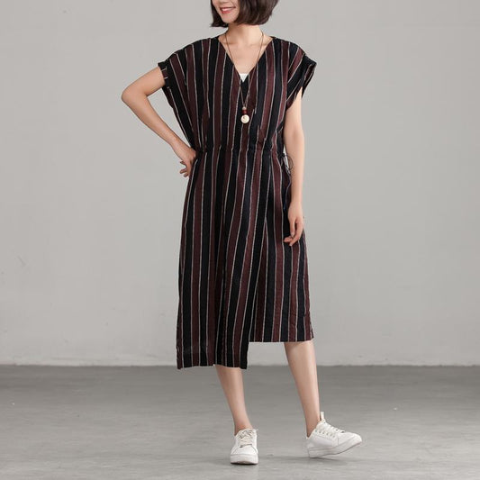 Short Sleeve Loose V-neck Commuter Dress