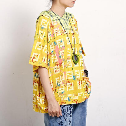 Short Sleeve Plaid Print Casual Hooded Blouse