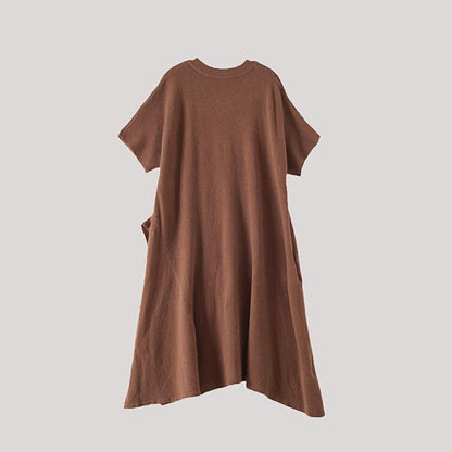 Short Sleeve Pure Color Knit Dress