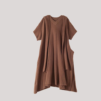 Short Sleeve Pure Color Knit Dress