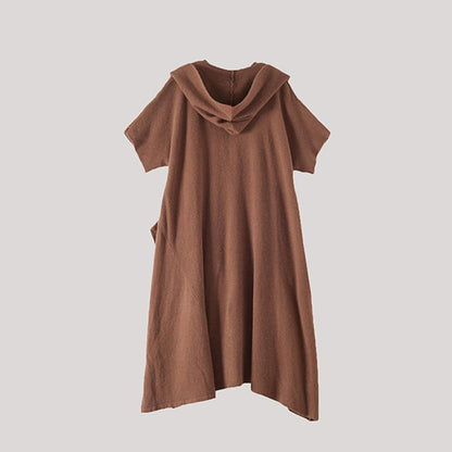 Short Sleeve Pure Color Knit Dress