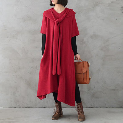 Short Sleeve Pure Color Knit Dress