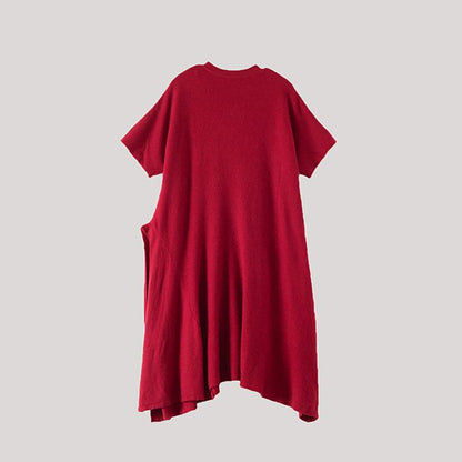 Short Sleeve Pure Color Knit Dress