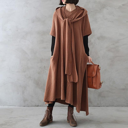 Short Sleeve Pure Color Knit Dress