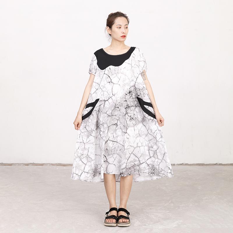 Short Sleeve Summer Casual Pockets White Dress