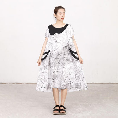 Short Sleeve Summer Casual Pockets White Dress