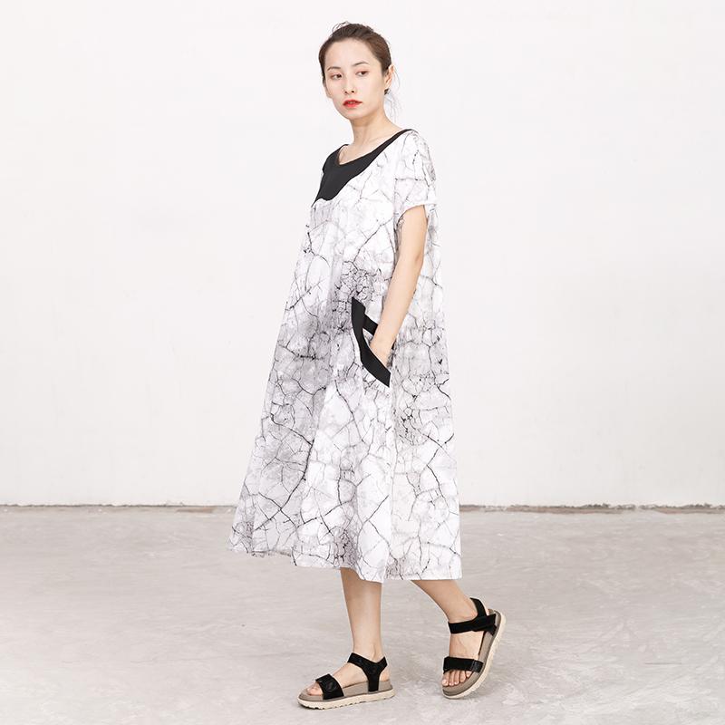 Short Sleeve Summer Casual Pockets White Dress