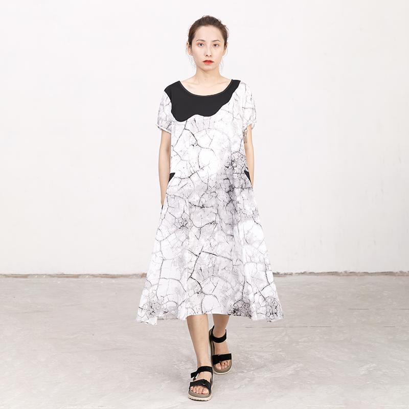 Short Sleeve Summer Casual Pockets White Dress