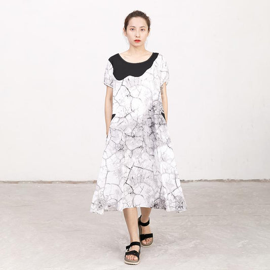 Short Sleeve Summer Casual Pockets White Dress