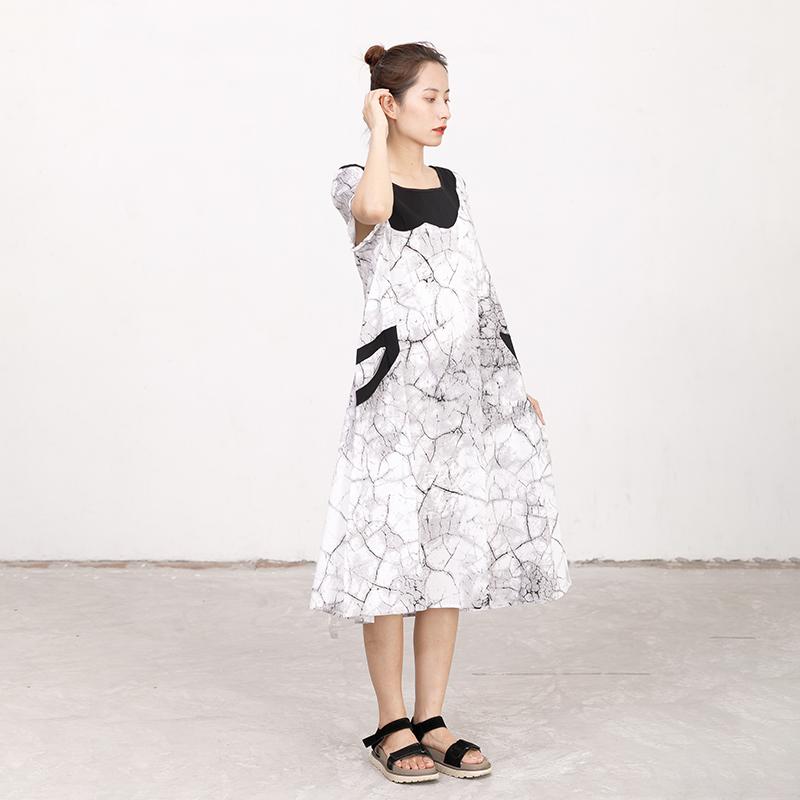 Short Sleeve Summer Casual Pockets White Dress