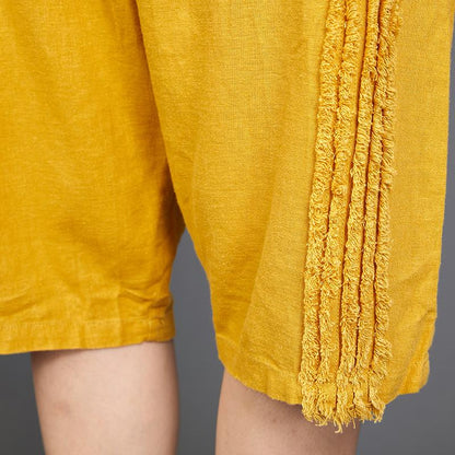 Side Burr Design Solid Color Casual Pants