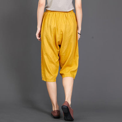 Side Burr Design Solid Color Casual Pants