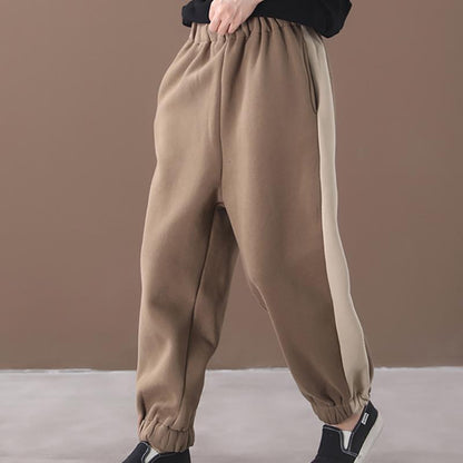 Side Stripe Loose Comfortable Warm Pants