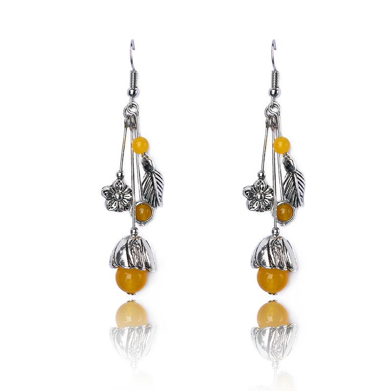 Simple Beautiful Alloy Yellow Agate Earrings