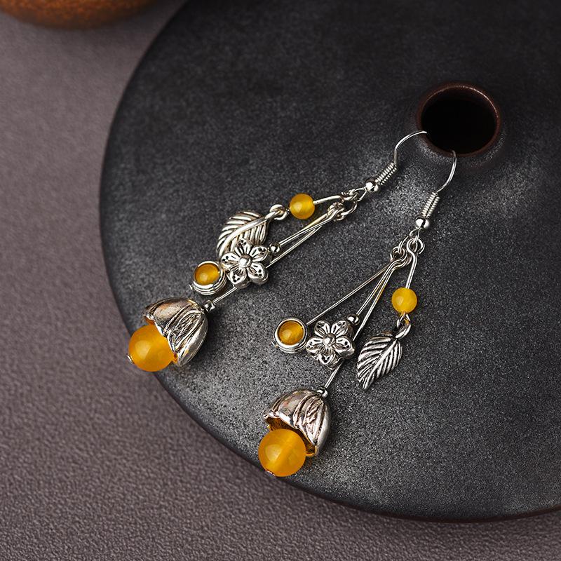 Simple Beautiful Alloy Yellow Agate Earrings