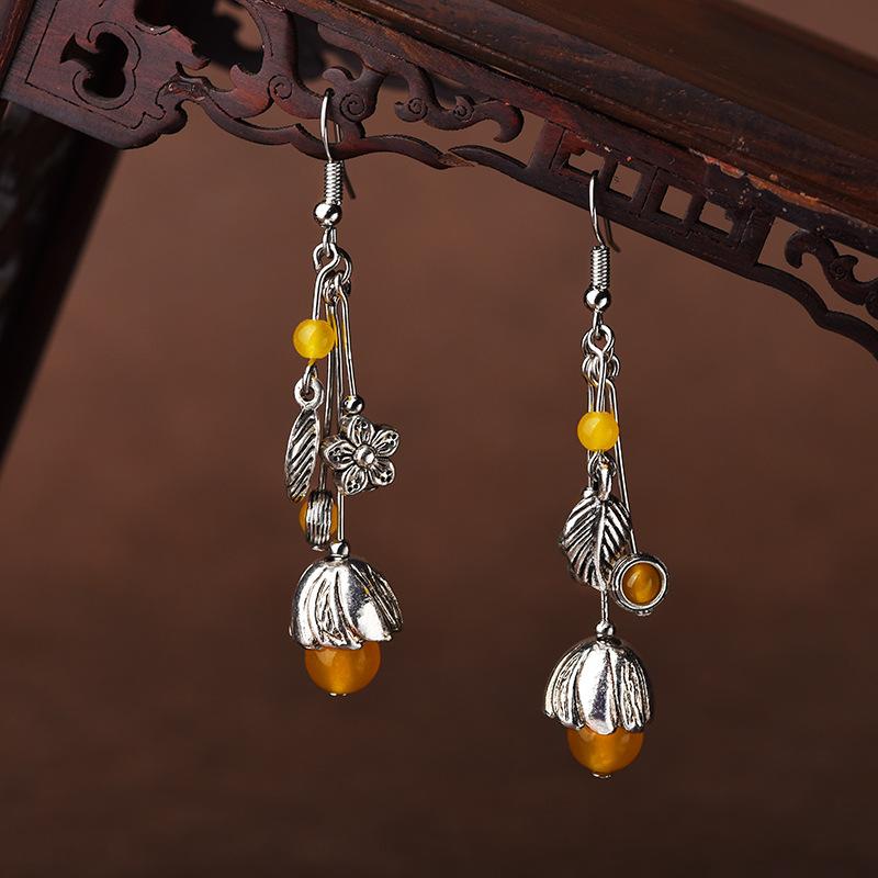 Simple Beautiful Alloy Yellow Agate Earrings