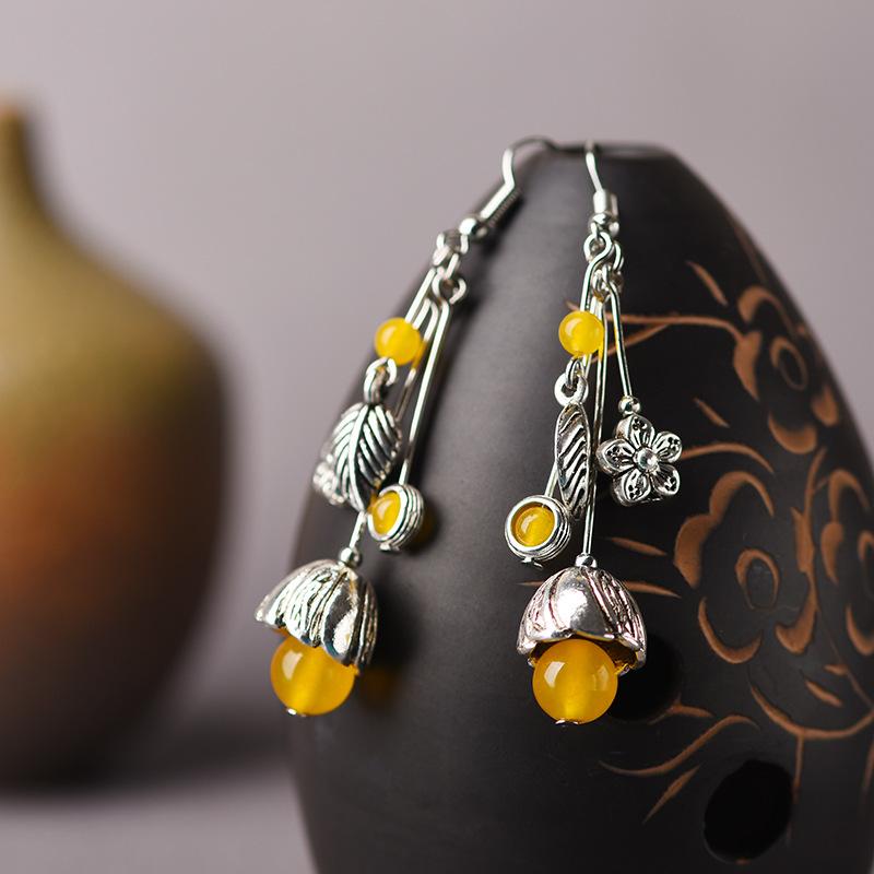 Simple Beautiful Alloy Yellow Agate Earrings