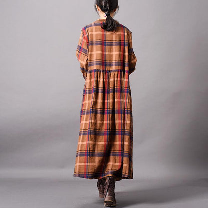 Simple Casual Lace Splicing PLaid Coat