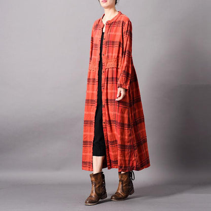 Simple Casual Lace Splicing PLaid Coat
