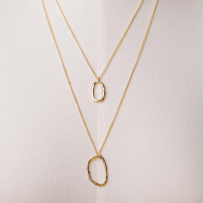 Simple Circular Ring Two Layers Chain Necklace