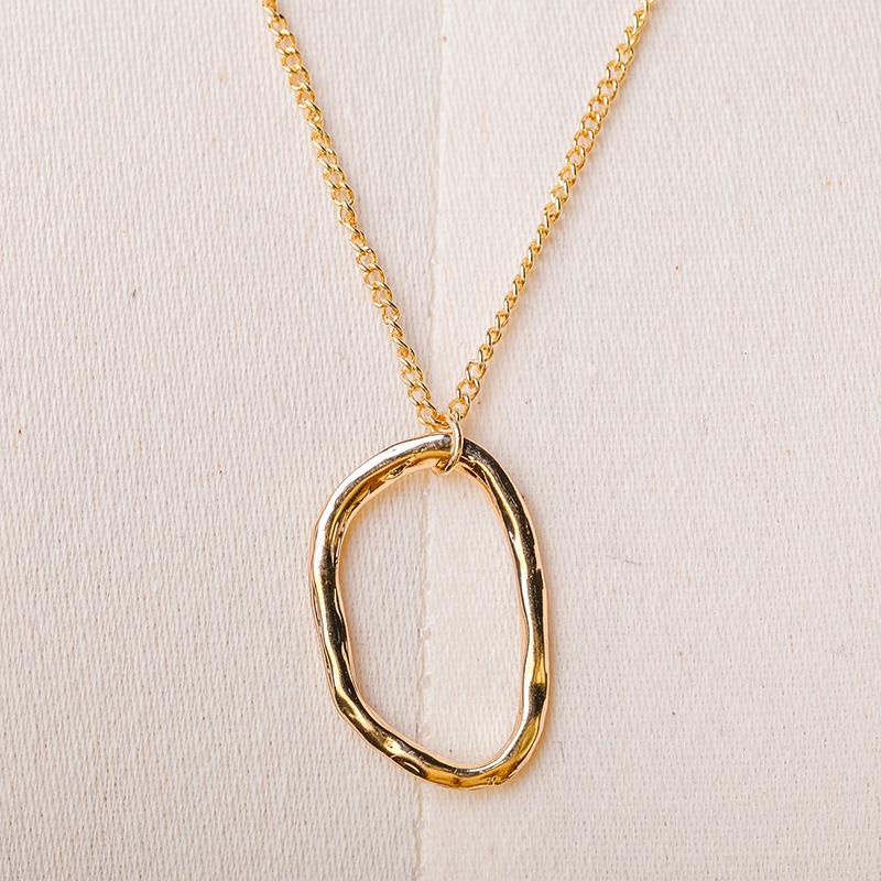 Simple Circular Ring Two Layers Chain Necklace