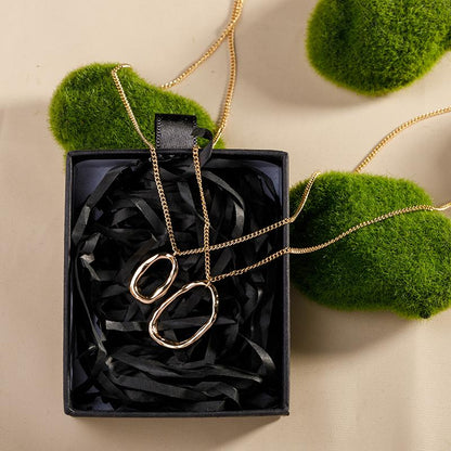 Simple Circular Ring Two Layers Chain Necklace