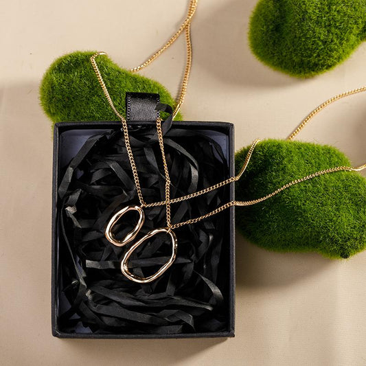 Simple Circular Ring Two Layers Chain Necklace