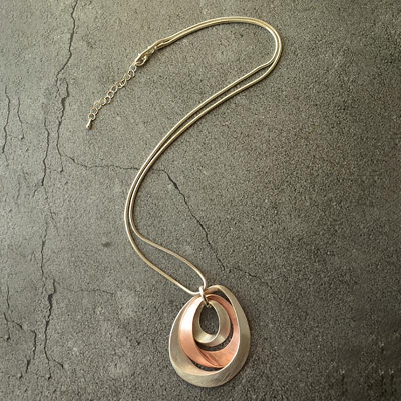 Simple Multilayer Geometric Pendant Long Necklace