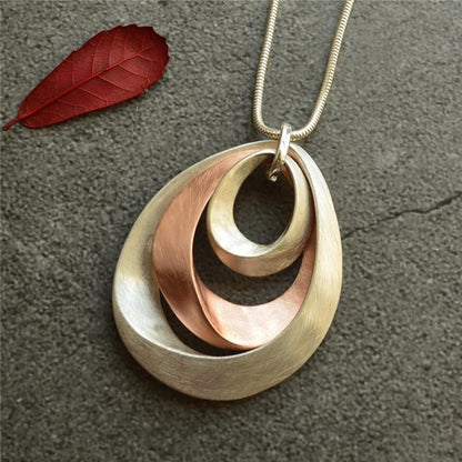 Simple Multilayer Geometric Pendant Long Necklace
