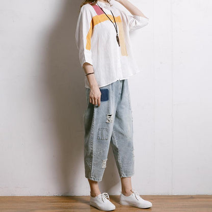 Simple Printed Comfortable Casual Linen Shirt