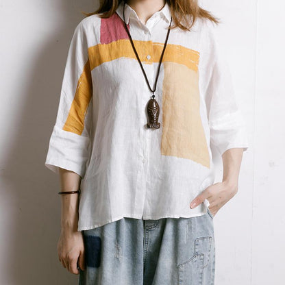 Simple Printed Comfortable Casual Linen Shirt